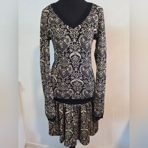 Betsey Johnson NWT metallic drop waist cotton blend dress Sz M